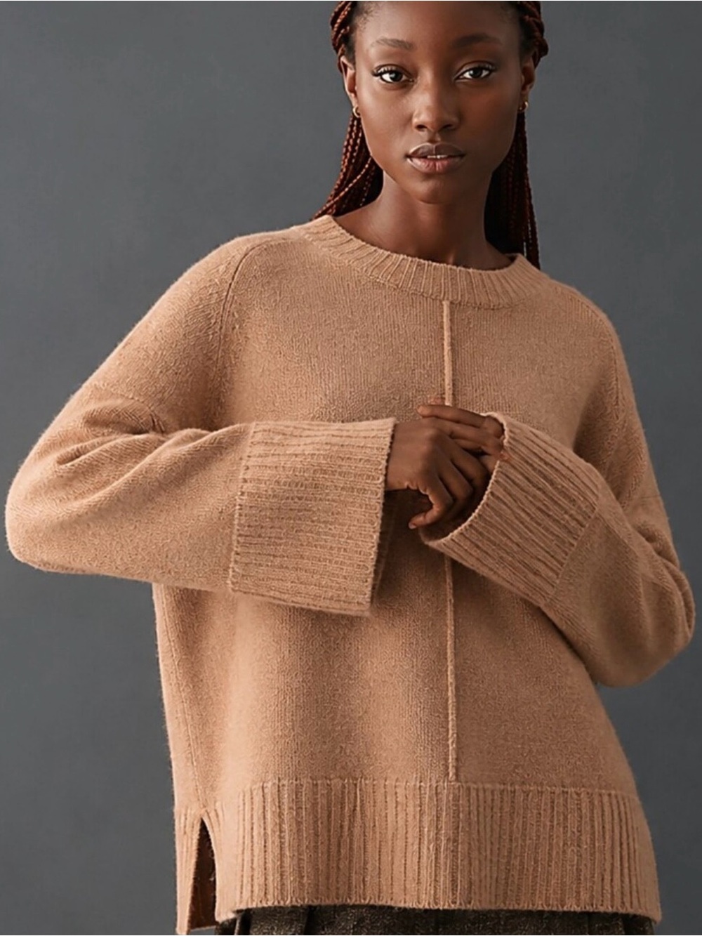 Anthropologie Maeve 100% Cashmere Tan Sweater Size Small
